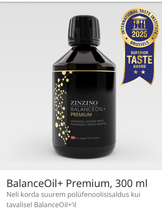 BalanceOil+ Premium, 300 ml
Neli korda suurem polüfenoolisisaldus kui tavalisel BalanceOil+’il. Eriti sobilik alustavale omega-3 tarbijale kiiremaks efektiks!